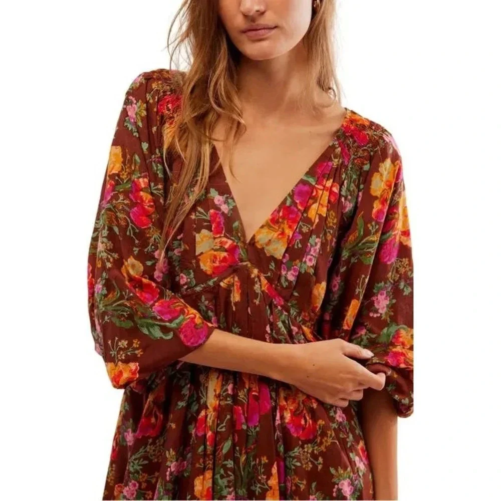 Free People Beck Floral Babydoll Minidress‎ Relaxed Boho Cottagecore